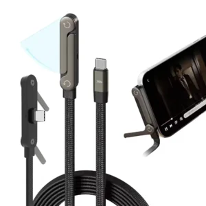 240w Charging Cable With Phone Stand Data Transfer 480Mbps 5A Fast Charging Braided USB C Data Cable with Bracket for Iphone 17