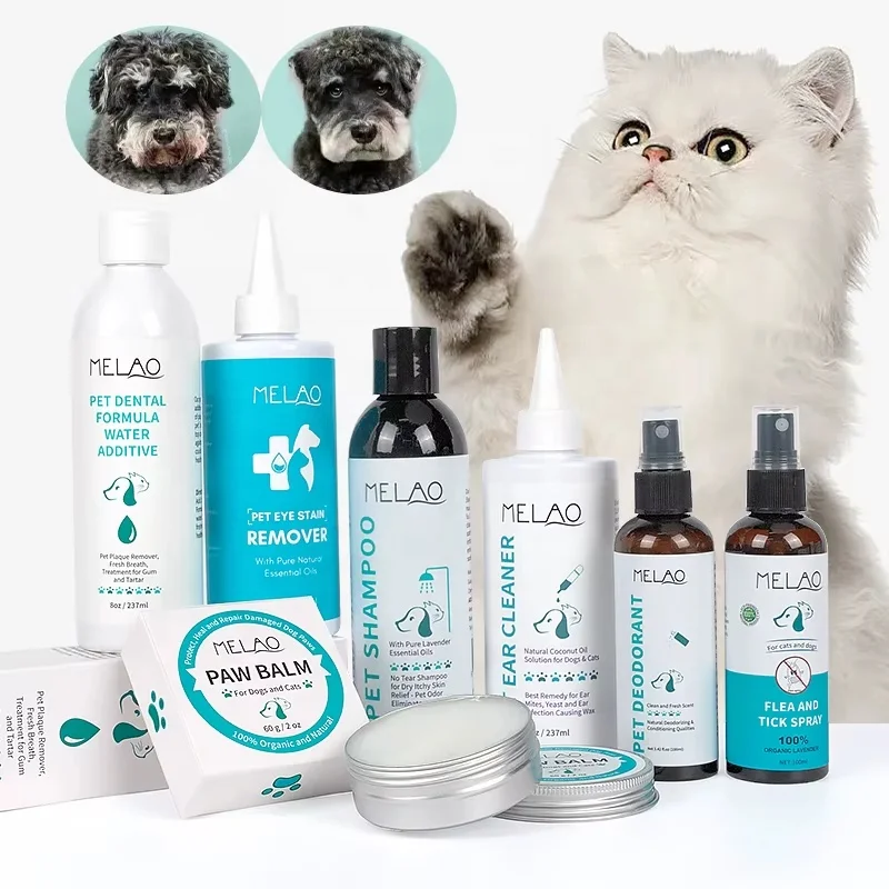OEM/ODM Natural Pet Care Set -Dog Paw Balm, Ear Cleaner, Eye Drops, Shampoo for Dogs & Cats