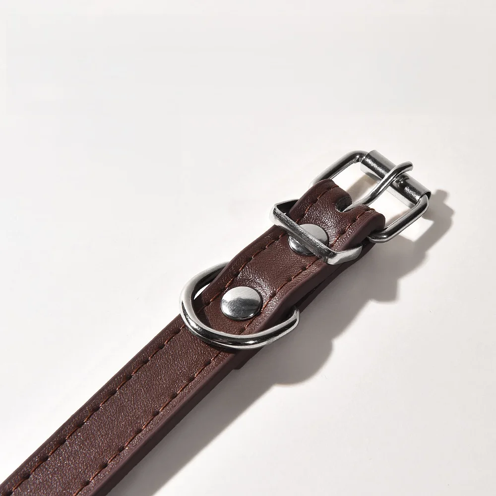 Solid Color PU Pet Collar Adjustable Waterproof Simulation Leather Necklace for Puppy Dog Cat Candy Color Pack of 2 - Image 2