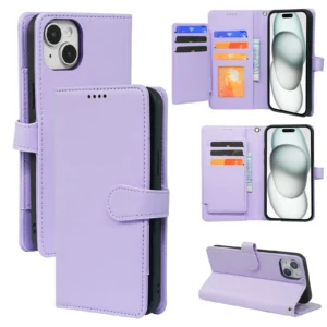 Leather Bag 9-card Slot Wallet Case 14 15 Plus 16 Pro Max Kickstand Magnetic Mobile Phone Flip Cover for iPhone 13 Pack of 2