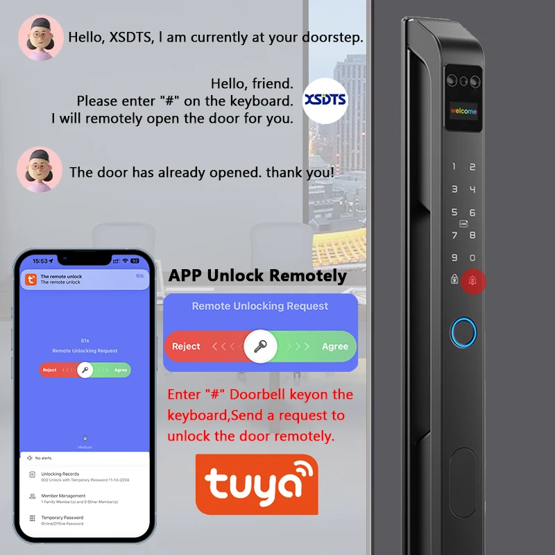XSDTS DQ09 Smart Lock 3D Face Unlock Fingerprint Keyless Entry Door Lock WiFi Tuya Remote Control Waterproof for Outdoor Gate - Image 2