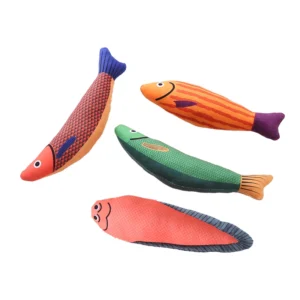Custom New Design Sea Animals Series Cat Mint Sound Little Fish Shape Plush Catnip Cat Toy Pack of 20
