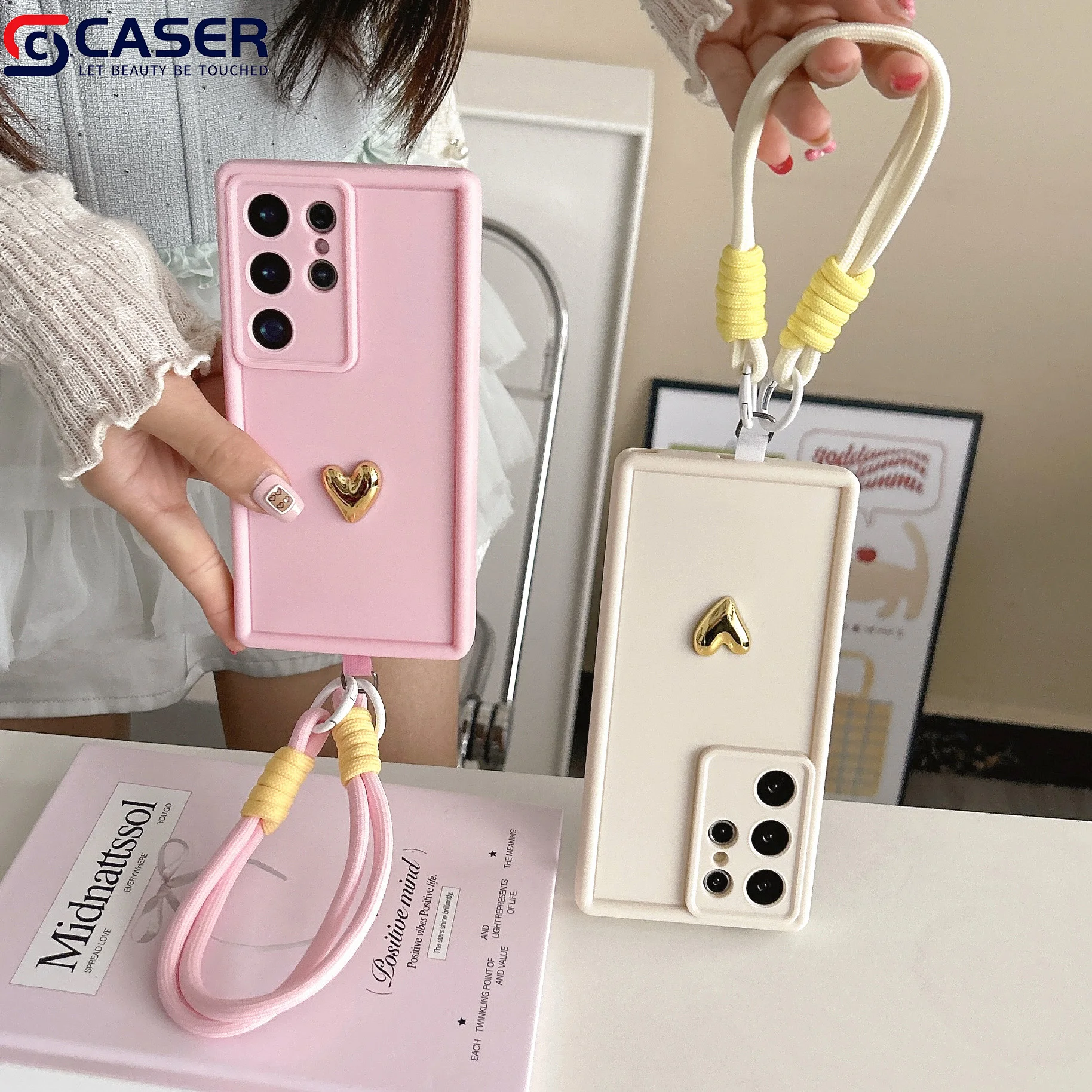 Creative Solid Color Premium Sense Small love Lanyard Portable Case for Samsung S21 S22 S23 S24 S25 Plus ULTRA S24FE Pack of 10 - Image 4