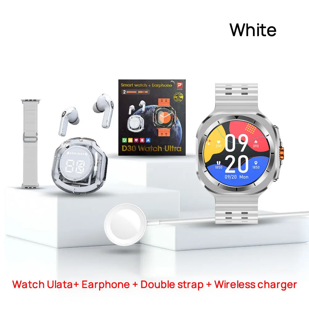 D30 Ultra Smartwatch with HD IPS Screen Double Band TWS Earbuds Smart Fitness Tracker and Waterproof IP68 for Android Users Pack of 2 - Image 2