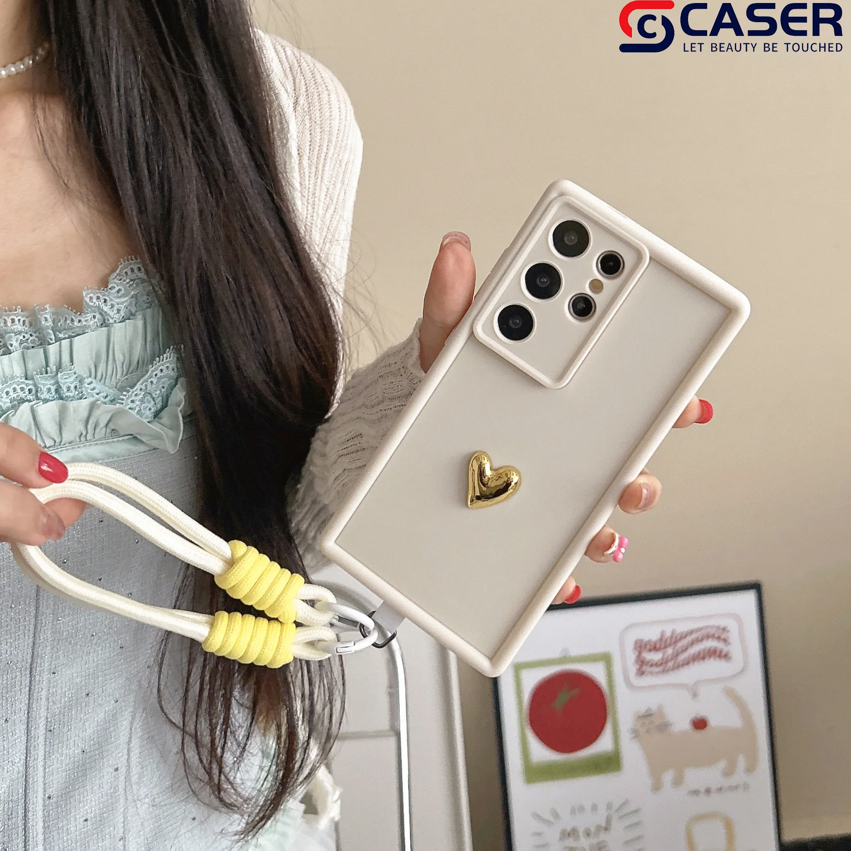 Creative Solid Color Premium Sense Small love Lanyard Portable Case for Samsung S21 S22 S23 S24 S25 Plus ULTRA S24FE Pack of 10 - Image 2