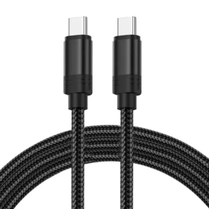 Factory Wholesale 1m Nylon Braided USB-C to C Cable 5A 60W Fast Charging Type C Data Cables for Mobile Phone Pack of 50