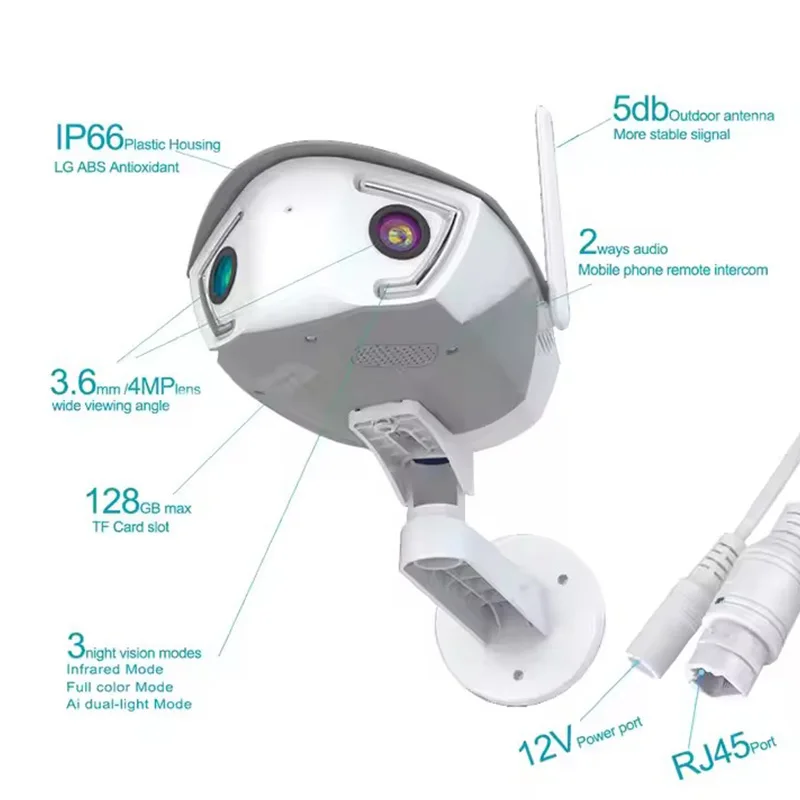 Rscamtom 2K Wifi Dual Lens Camera 180 Degree Wide Angle Motion Detection Alarm Night Vision Full Color Cctv Camera for Home - Image 2