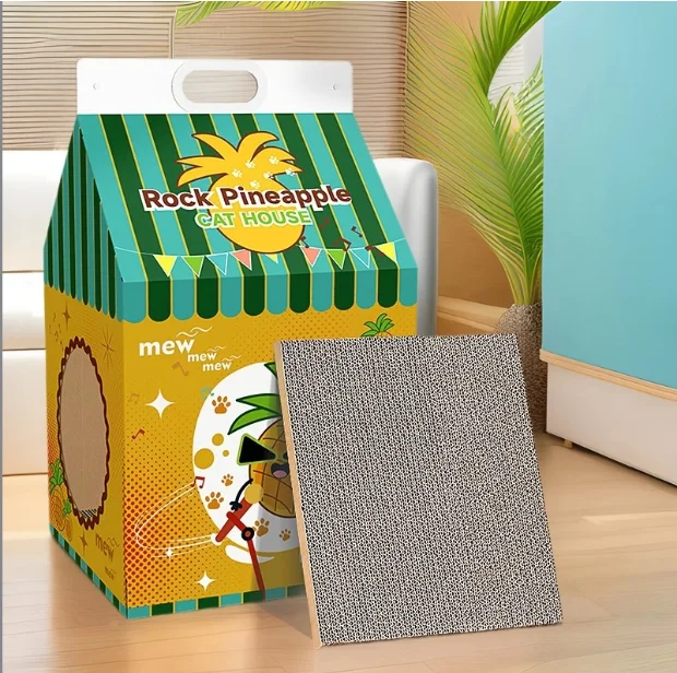 Modern Cat Tree With Catnip Corrugated Paper Cat Scratcher Board Litter Toy House Complimentary Claw Sharpener Packed in Carton Pack of 100 - Image 2