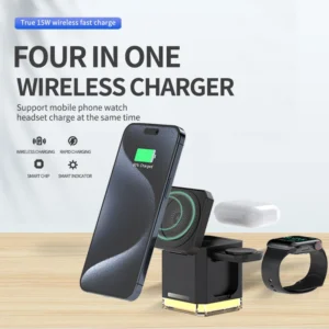 Noel Tendances 4 in 1 Magnetic Fast Wireless Charging Charger Stand Led Lamp Station for Mobile Phone Watch Earphone Pack of 5