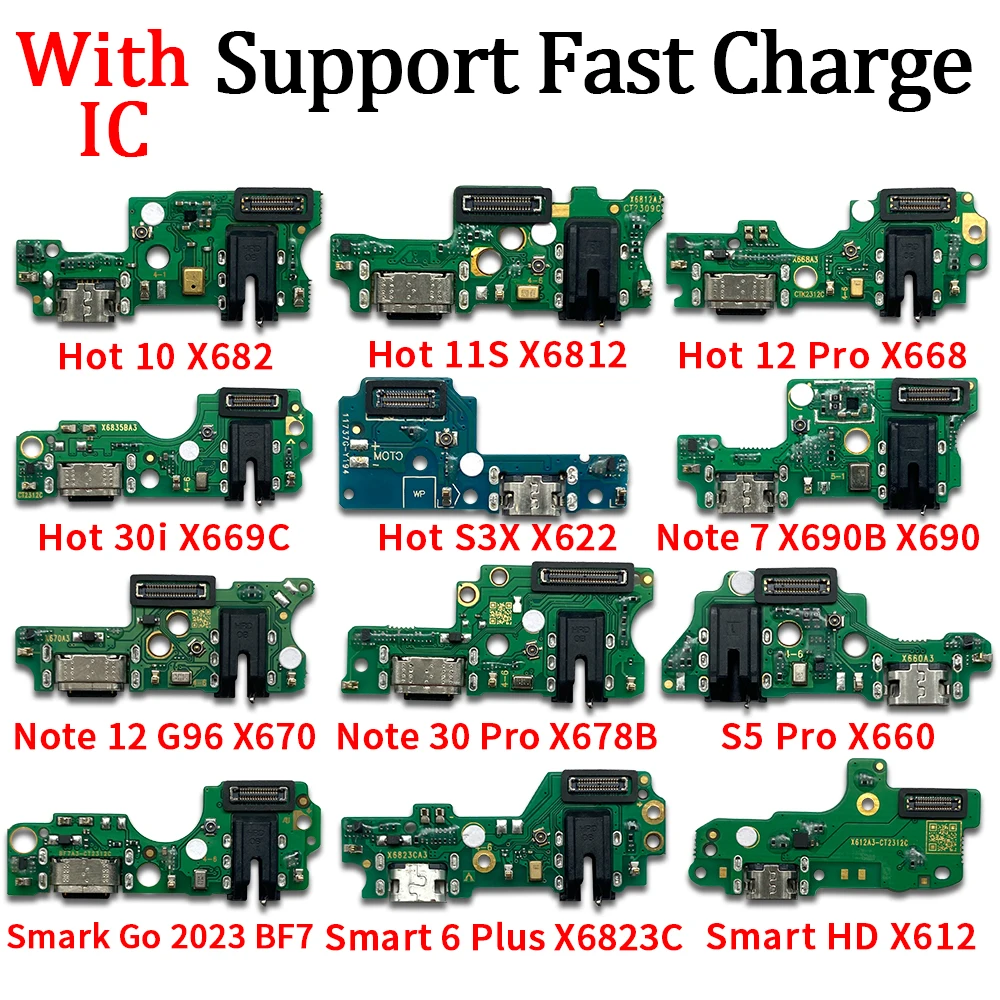 USB Charging Port Connector Flex Cable for Infinix Hot 10 11S 12 Pro 30i S3X Note 7 12 30 S5 Pro Smart Go BF7 6 Plus HD Pack of 10 - Image 4
