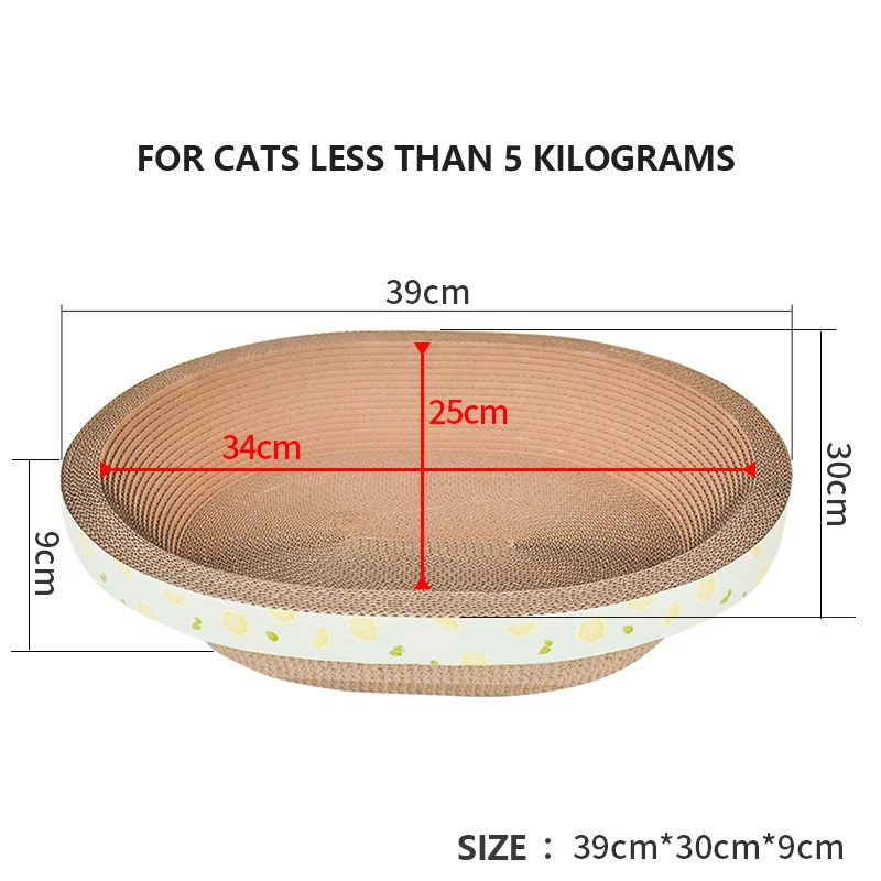 Oval Cardboard Cat Scratcher Bed and Lounge, Durable Corrugated Scratch Pad for Indoor Cats, Skateboard-Style Claw Grinding Toy Pack of 5 - Image 2
