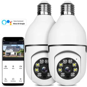 Wide Angle Night Vision Two Way Audio Bulb Camera Memory Card Data Storage Options Indoor Security CMOS Sensor Network Camera
