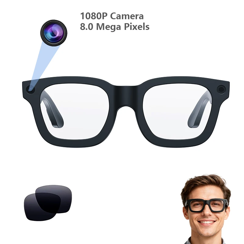 E03 Fashion Smart Sunglasses with 4K Camera Take Pictures Video 300mah ChatGPT Bt Phone Calls Music Smart AI Glasses Pack of 2