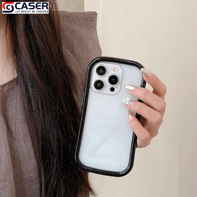 Ins Small Waist Mobile Phone Cases 15 14 13 Pro Promax Transparent Solid Color Colored Border for iPhone 16 Pack of 10 - Image 3