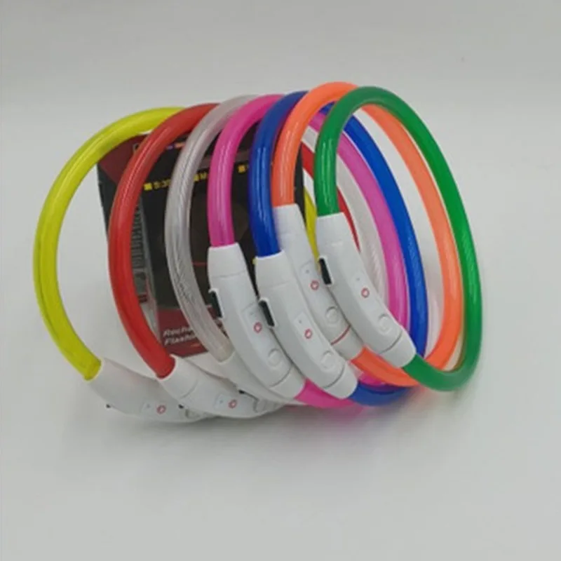 New Waterproof Nylon USB Rechargeable LED Pet Glow Collar Adjustable Luminous Flashing Light Night Safety Dog Training Pack of 10 - Image 4