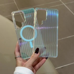 Popular Laser Glass Lens Camera Protection Case for Galaxy S25 Magnetic Mobile Cover Bright Laser Luggage Anti-yellowing Pack of 5