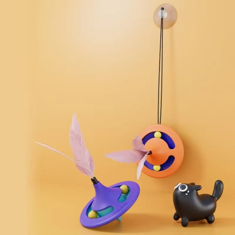Fast Delivery 2 In1 Cats Spin Toys Spinning Top Hangable Cat Teaser Toys Hanging Suction Cup Cat Ball Track Pet Toy Pack of 2 - Image 4