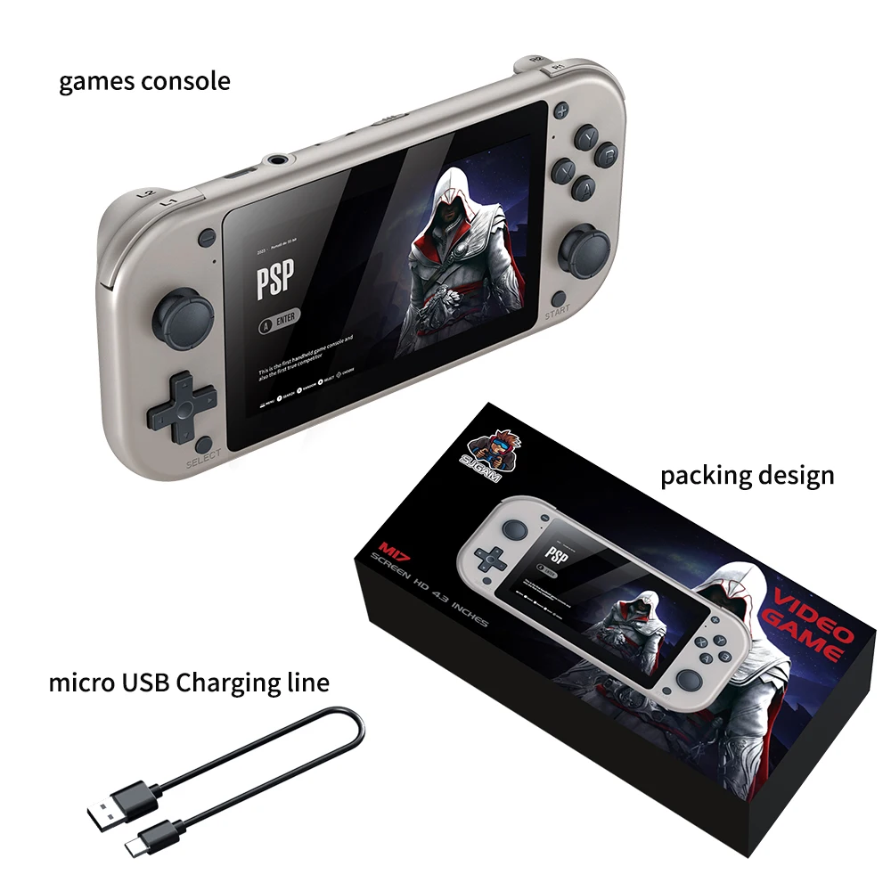 Christmas Gift M17 Portable Handheld Game Console Open Source 4.3 Inch 64GB Built in 20000 Games Multiple Functions Game Player