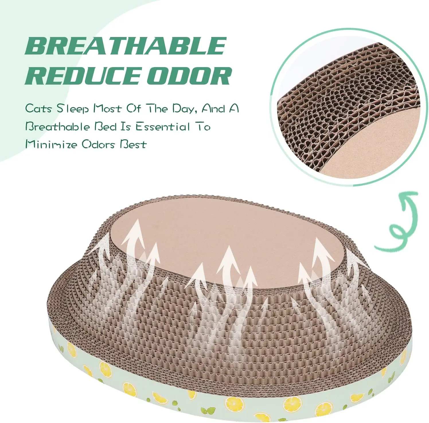 Oval Cardboard Cat Scratcher Bed and Lounge, Durable Corrugated Scratch Pad for Indoor Cats, Skateboard-Style Claw Grinding Toy Pack of 5 - Image 4