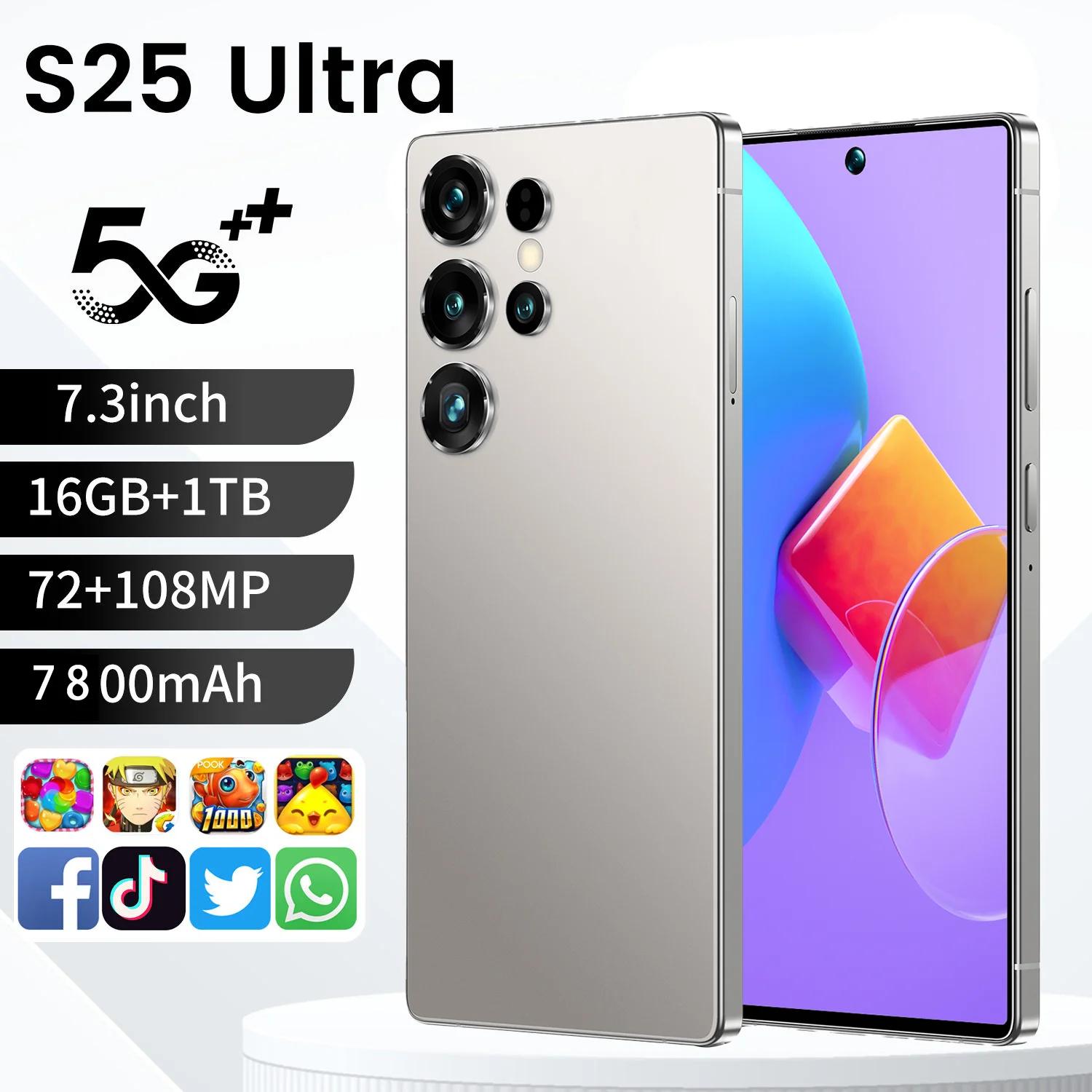 Smartphone S25 Ultra 5G phone with 108 megapixel camera LTE network support dual SIM dual standby Android smartphone - Image 3