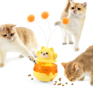 Interactive Cat Toy + Cat Tumbler Treat Dispenser + Teaser Ball + Indoor Pet Training Exercise Play Pack of 10