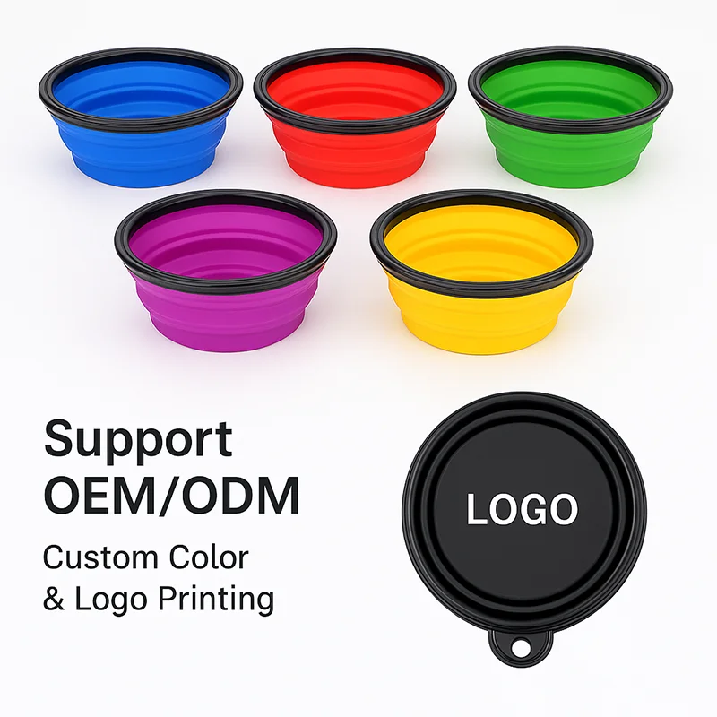 Wholesale Stock Custom Logo Durable Portable Collapsible 650ml TPE Dog Bowl with Carabiner Foldable Travel Pet Water & Food Bowl Pack of 100 - Image 3