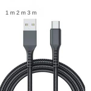 Mobile Phone Data Cable for iPhone & Android-/Micro USB/Type-C Connectors Nylon Braided Material 3A Fast Charging 2m 3m Length Pack of 50