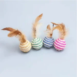 Interactive Cute Cat Toys Sisal Balls Feathers Wood Bite-Resistant Teething Toys Classic Funny Sustainable Classic Cartoon Pack of 100