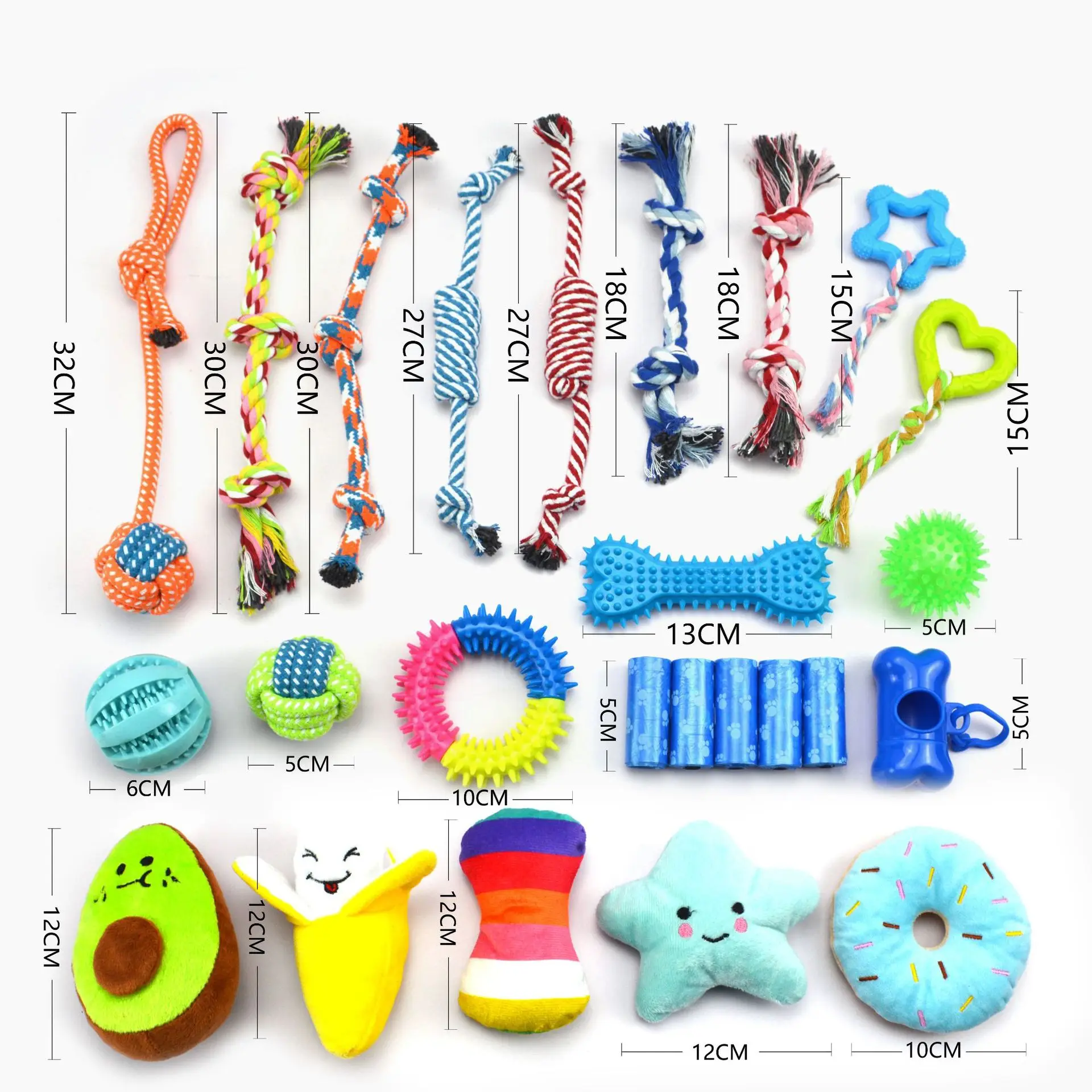 25Pack Durable Dog Chew Toy Set Eco-Friendly TPR Cotton Rope Plush Squeaky Interactive Teeth Cleaning Pet Aggressive Chewer Kit - Image 2