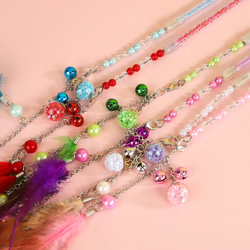 Wholesale Custom Pet Interactive Movement Cat Teaser Toys Pearl Feather Pet Cat Teaser Stick Toys Interactive Pack of 50 - Image 4