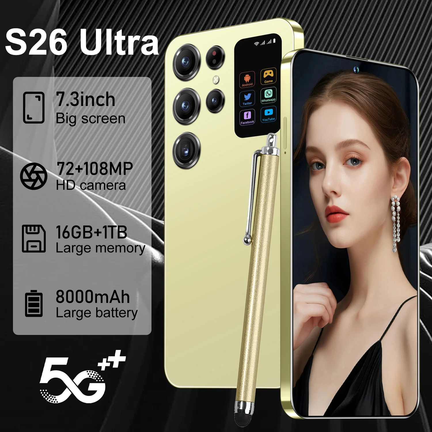 Budget Edition Unlock S26 Ultra 5G Smart Mobile Phone 7.3-inch HD Screen 16GB RAM+1TB Storage Deca Core Processor - Image 4