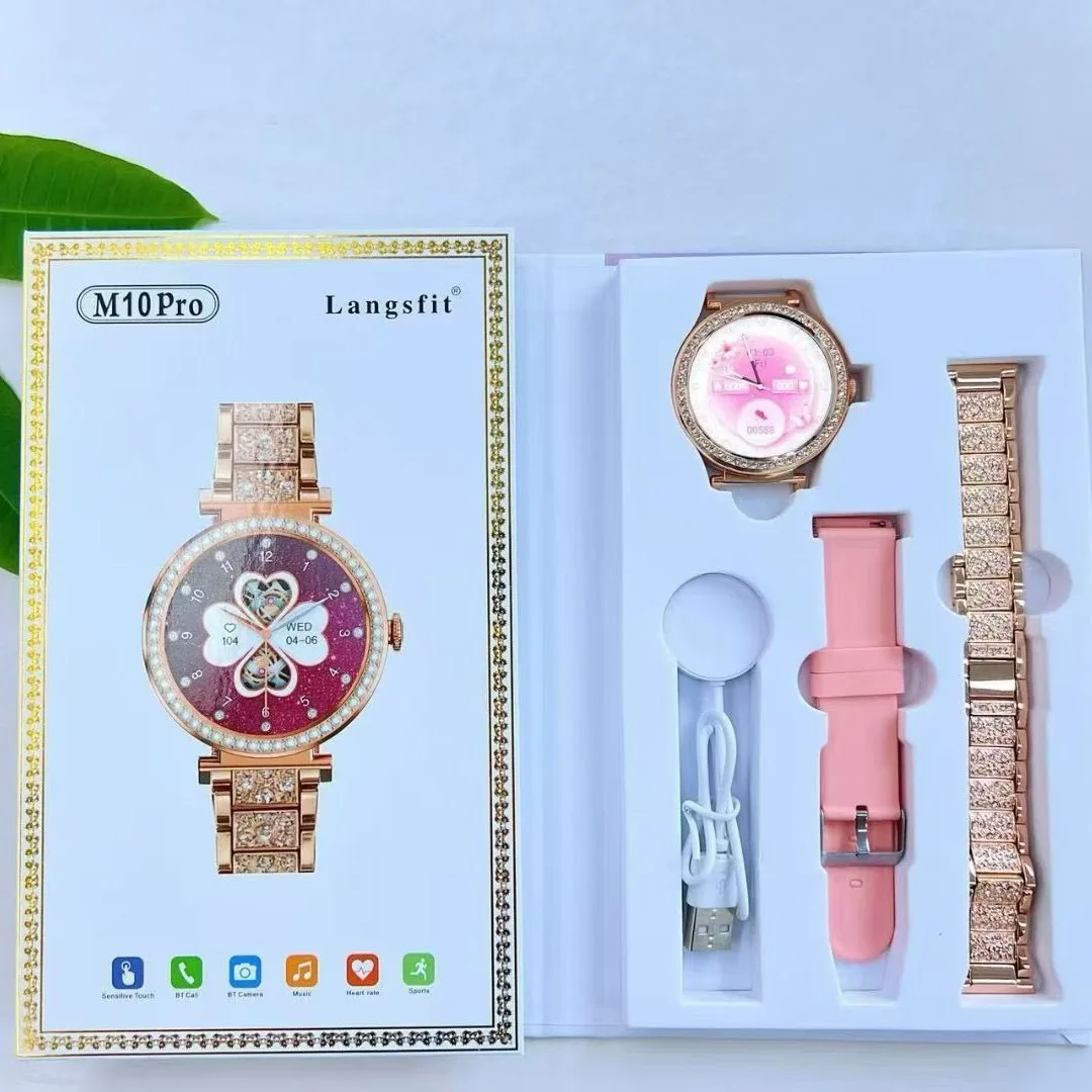 M10 Pro Smartwatch Silicon Metal Straps Smart Bracelet Gold Silver Sport Smart Watches for Lady Women Pack of 7 - Image 2