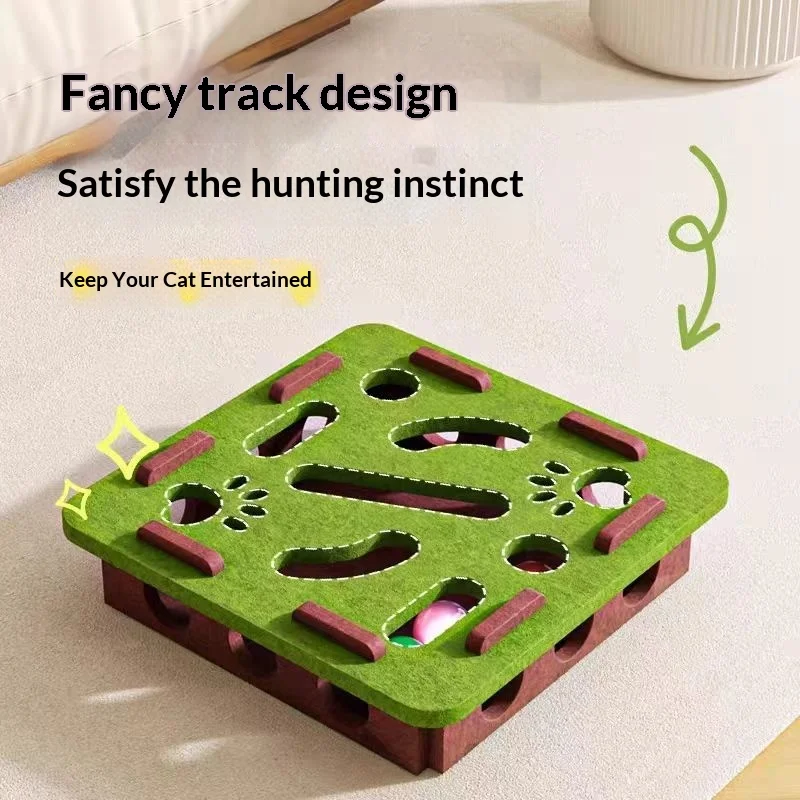 Cat Toy Puzzle Maze Tilting Artifact Kitten Pet Cat with Hole Felt Box and Bell Ball Pack of 20 - Image 2