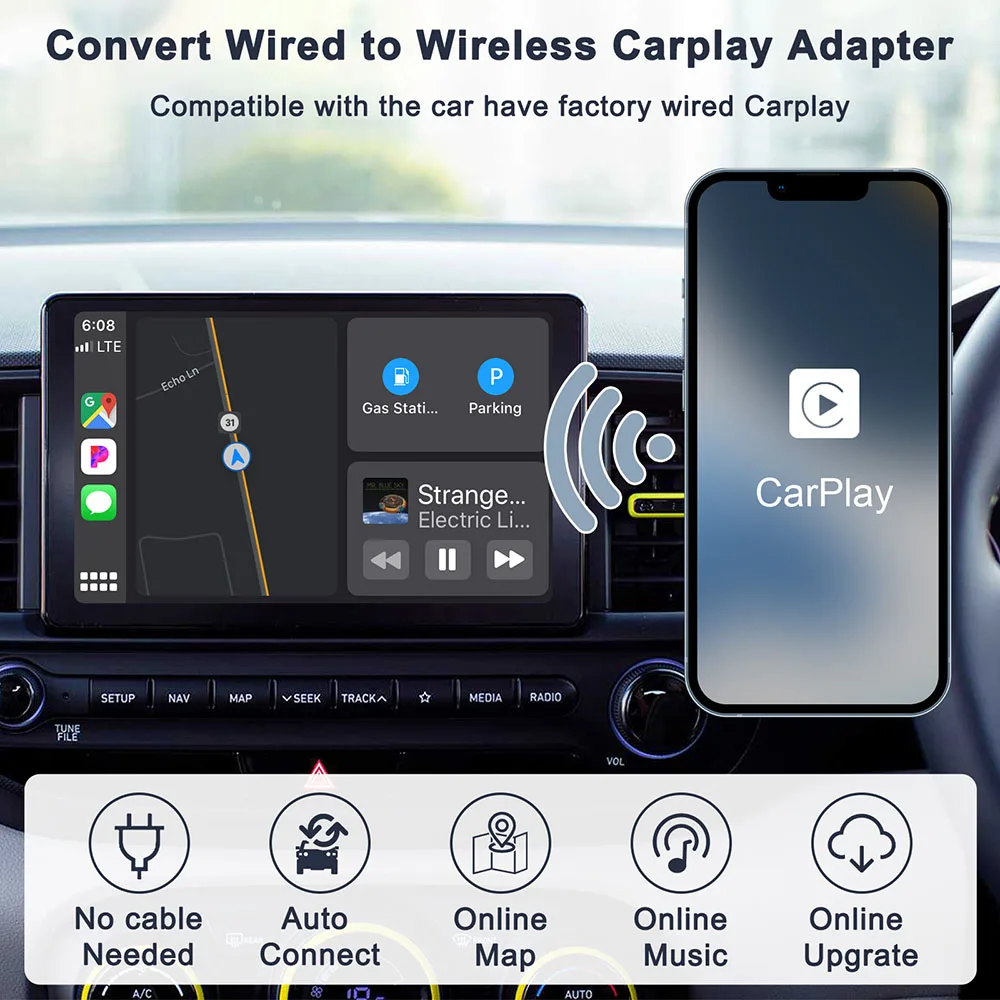 Wireless Carplay USB Dongle Apple Car Play Adapter for OEM Wired CarPlay Cars Convert Wired to Wireless Car Play AI Box Pack of 2 - Image 4