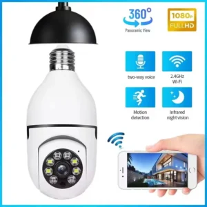 Light Bulb 360 Degree Camera 2.4Ghz Night Vision Wifi Security Camera 1080P 2mp Home Guard Wireless Camera A6 E27 Pack of 2