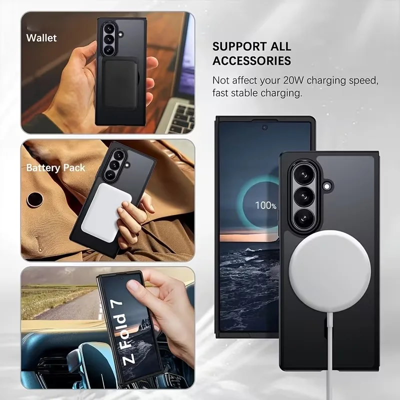 Matte Case For Samsung Galaxy Z Fold 7 Full Cover Magnetic Mobile Phone Cases with Magnet for Z Fold7 Translucent Cover New - Image 4