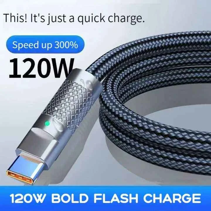 Super Fast Charge Type-C Nylon Charging Cables Popular 120W Braided Thick USB Charger Phones Mobile Phones Cable Pack of 20 - Image 2