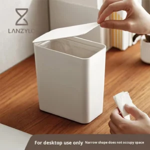LANZYLO ODM Plastic Square Desktop Trash Can with Lid Small Size Office Home Bedroom Mini Storage Bucket Model 64075 Pack of 60