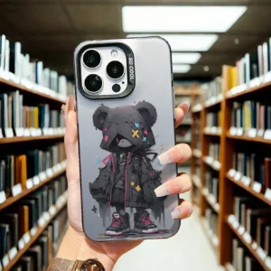Colorful Violent Bear TPU Material Silver Mobile Case Shockproof Anti-Fingerprint for 17/16/15 14 Plus/13/12 11 Pro Pack of 5