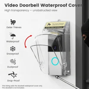 Video Doorbell Waterproof Rain Cover Outdoor Rotatable Anti Theft Design Compatible with Video Door Access Doorbell