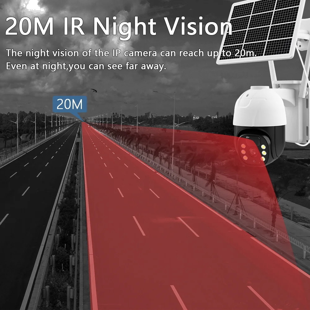 5MP 4G Wifi Survalance Cameras Color Night Vision Battery Solar Panel Camera 2 Way Audio PIR Motion Detection Security Camera Pack of 2 - Image 4