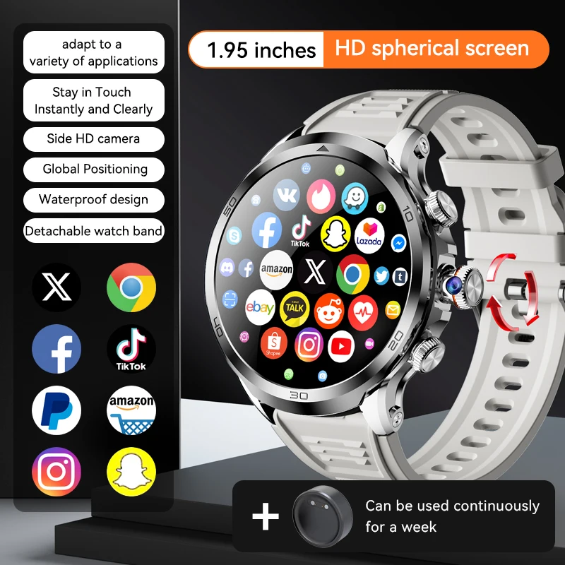 H19 4G Sim Card Smart Watch 3+32GB Memory 1.95inch 1990mah Large Battery HD Video Call Download Software Smartwatch with Camera Pack of 2 - Image 3
