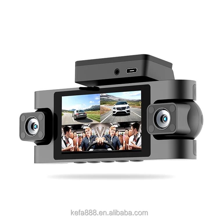 3 Inch IPS Screen Four-lens Vehicle DVR G-sensor Video Recorder Camera Black Car Dash Cam Monitor WiFi Support 4 Lens GPS 1080P - Image 2