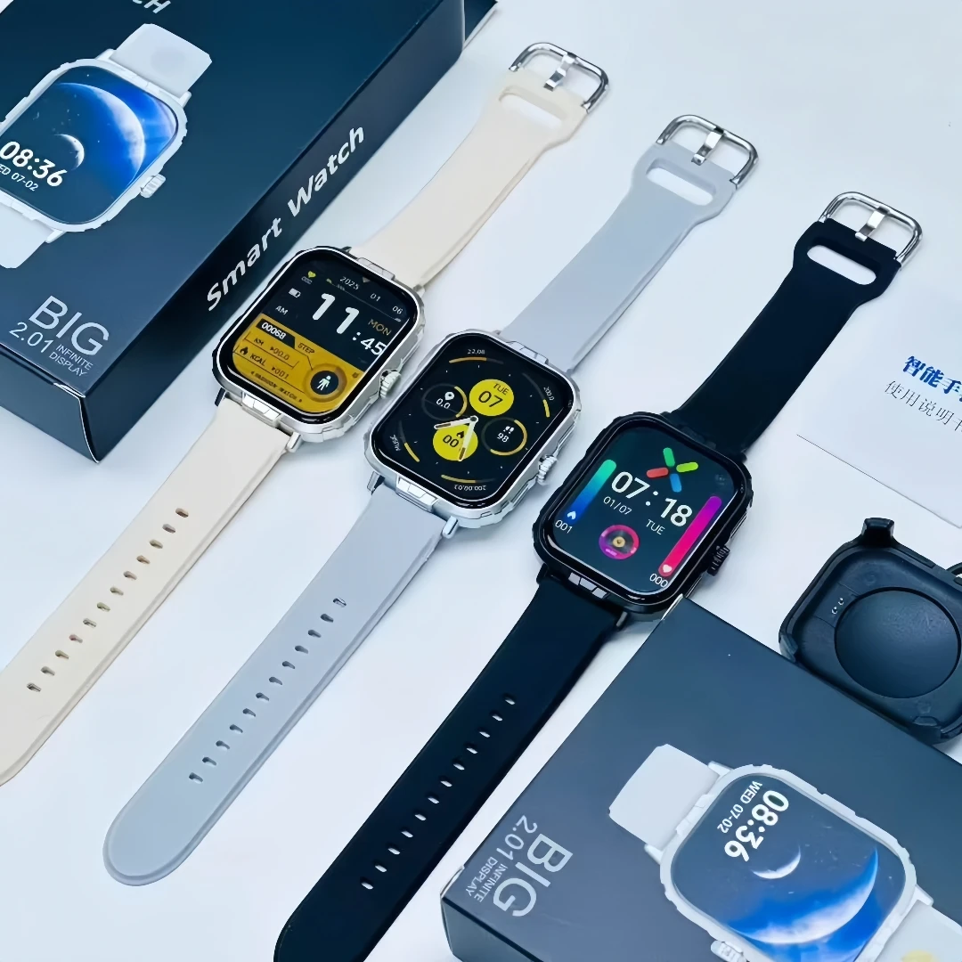 New Square TFT Smart Watch IP67 Touch Screen BT Call Message Reminder Fitness Tracker Heart Rate Monitor Android OS Pack of 5 - Image 4