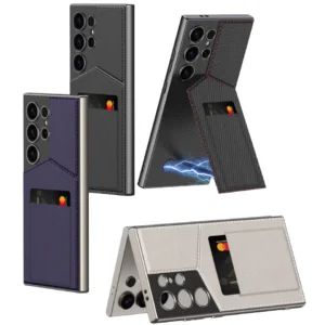 For S24/S23 Ultra PC Mobile Phone Bags with Card Holder Shockproof Street Fashion Design Hot Stamping Pack of 2