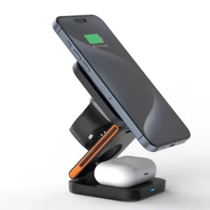 3 in 1 Wireless Charging Station Portable Foldable 15W Magnetic Wireless Charger Mobile Phone Holder Foldable Wireless Charger Pack of 5