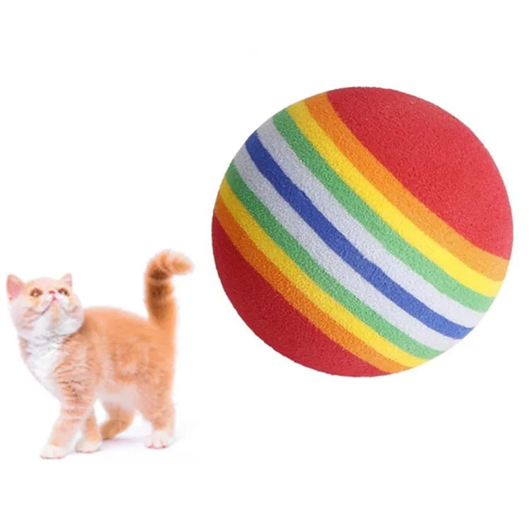 Rainbow Colorful EVA Foam Pet Toy Balls Silent Bouncy Elastic Fetch Training Dog Cat Molar Chew Toys for Indoor Play