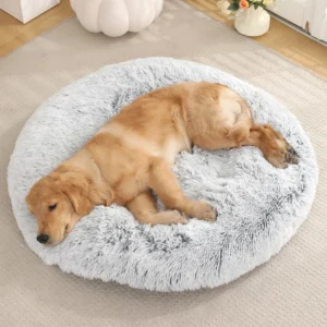 Round Comfortable Eco-friendly Large Pet Bed Plush Winter Warm Washable Solid Pattern Pet Mat for Cats Dogs with Carton Packed Pack of 2