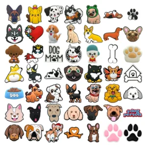 Customized Wholesale Cute 2D Diy Chihuahua French Bulldog Clog Sandal Accessory Puppy Paws Shoe Decorations Dogs Mom Shoe Charms Pack of 2