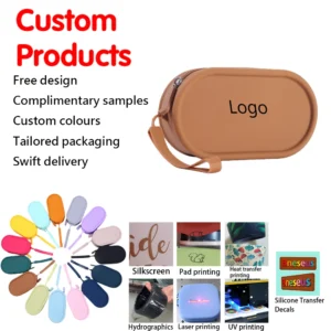 OEM & ODM Eco-friendly Silicone Zipper Storage Pouches, Coin Purses, Large-capacity Portable Handbags, Travel Bags